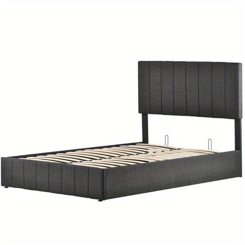 Opbergbed – Opbergboxspring – Gestoffeerd Bed – Tweepersoonsbed – Platformbed – Hydraulisch Systeem – Verstelbaar Hoofdeinde – Metalen Frame – Inclusief Matras – Ruimtebesparend