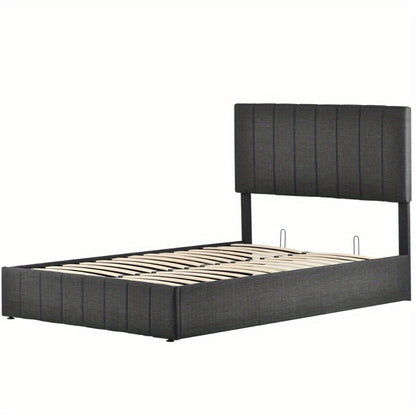 Opbergbed – Opbergboxspring – Gestoffeerd Bed – Tweepersoonsbed – Platformbed – Hydraulisch Systeem – Verstelbaar Hoofdeinde – Metalen Frame – Inclusief Matras – Ruimtebesparend