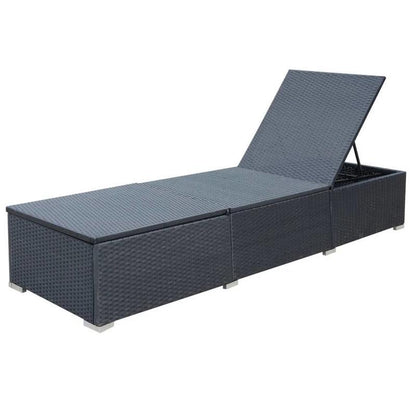 Loungebankstoel – Loungestoel – Relaxstoel – Tuinstoel – Verstelbare Ligstoel – Gevlochten Resin – Inclusief Comfortabele Kussen – Zwart