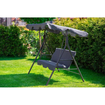 3-Persoons Tuinschommel – Tuinswing – Buitenschommel – Zitschommel – Schommelbank – Gepoedercoat Stalen Frame – Verstelbare Polyester Luifel