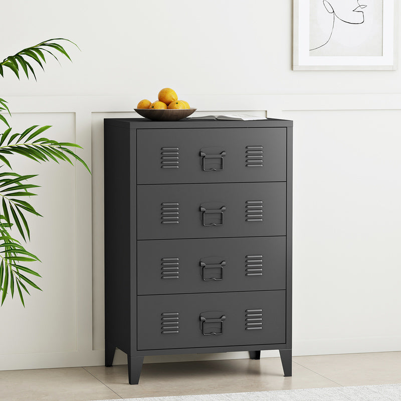 Stalen Kast – Metalen Ladekast – Archiefkast – Kantoorkast – Opbergkast – Industrieel Design – 80x40x92 cm – Ventilatieladen