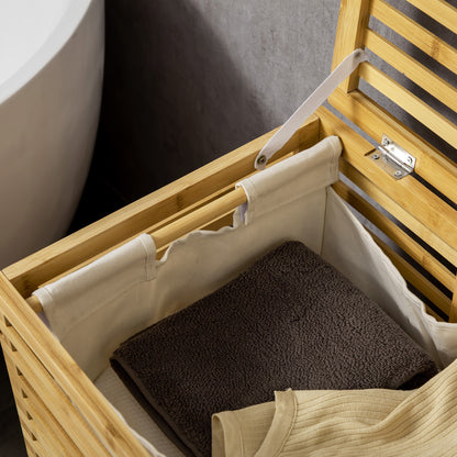 Bamboe Wasmand – Wasbak – Wascontainer – Wäschemand – Wasopberger – Met Afneembare Waszak – Duurzaam Natuurlijk Materiaal – 44x37x62,5 cm