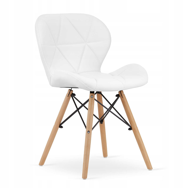 Leren Stoel – Eetkamerstoel – Bureau Stoel – Woonkamer Stoel – Design Stoel – Eco-leer Zitting – Beukenhouten Poten – 48x44x73 cm – Draagkracht 120 kg