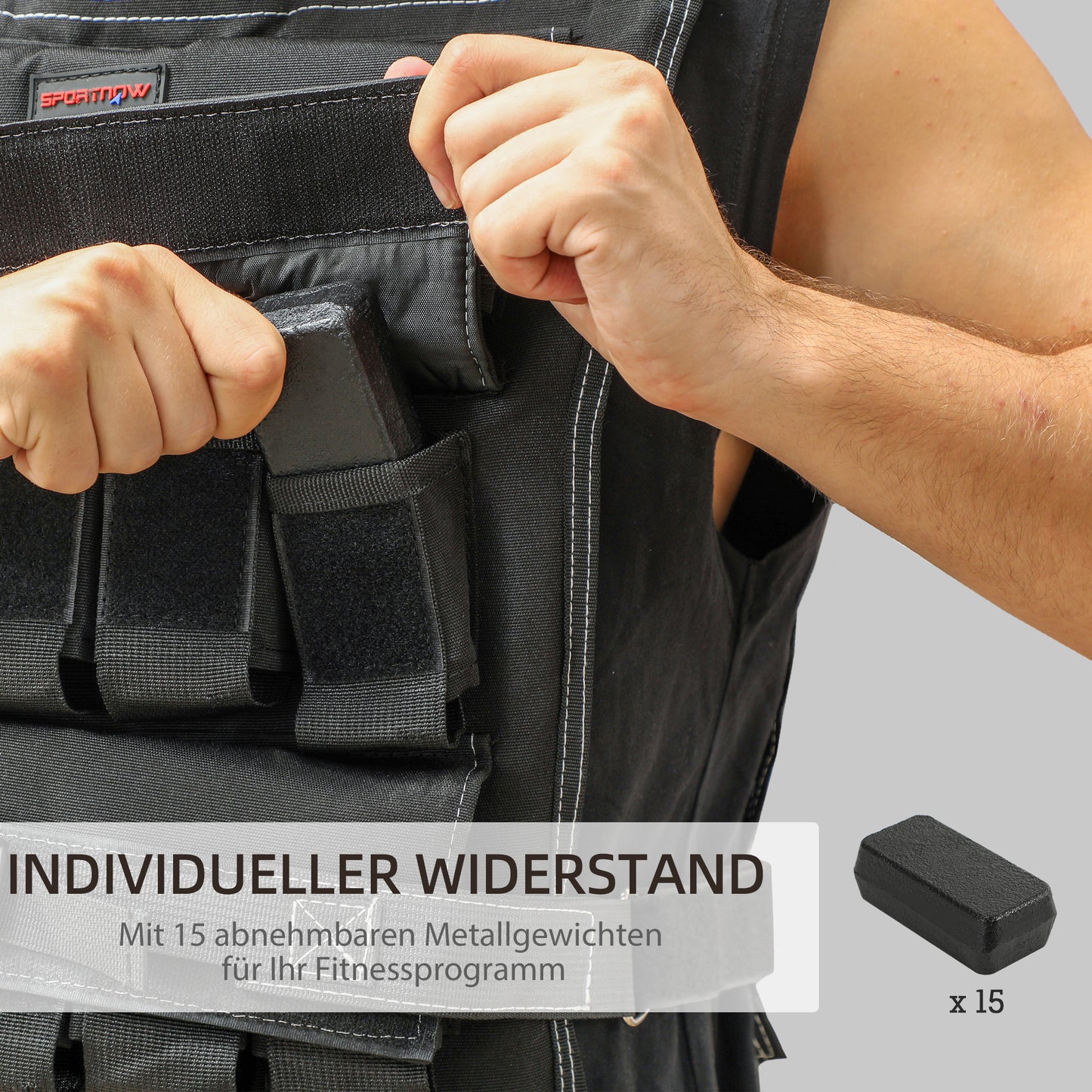 Gewichtsvest – Verzwaarde Vest – Weight Vest – Trainingsvest – Fitnessvest – Verstelbaar Tot 15 kg – Reflecterende Strips – Duurzaam Ijzer