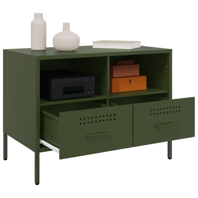 Mobile TV Verde Olive 68x39x50.5cm in Steel Practical Removable