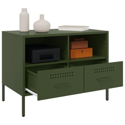 Mobile TV Verde Olive 68x39x50.5cm in Steel Practical Removable