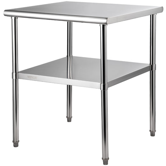 RVS Werktafel – Roestvrijstalen Werkbank – Metaaltafel – Stalen Werktafel – Keukentafel – Verstelbare Poten – Draagkracht 363 kg – 30 x 30 x 36 Inch