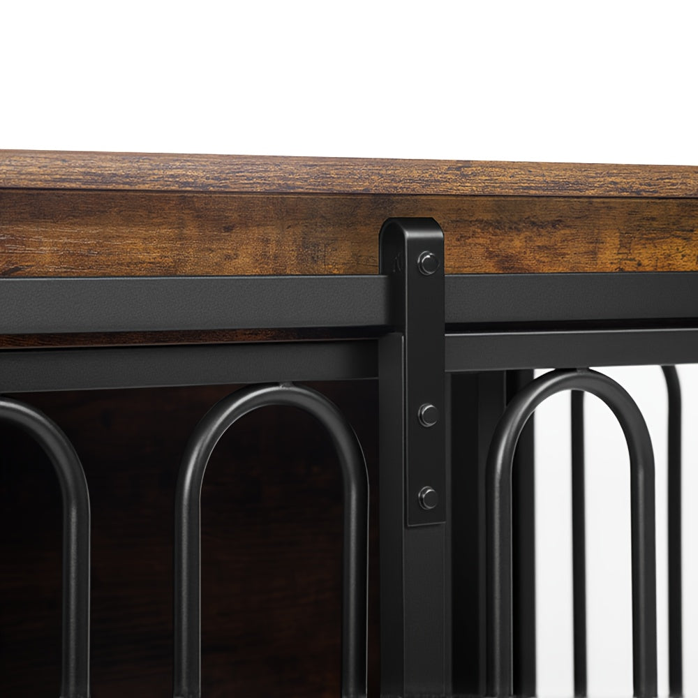 Hondenbench – Hondenkooi – Hondenhuisje – Huisdier Bench – Benchmeubel – Houten Hondenbench Met Zijtafel – Dubbele Deuren & Schuifdeur – Voor Kleine en Middelgrote Honden 60x100x62,4 cm