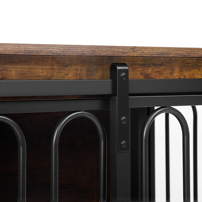 Hondenbench – Hondenkooi – Hondenhuisje – Huisdier Bench – Benchmeubel – Houten Hondenbench Met Zijtafel – Dubbele Deuren & Schuifdeur – Voor Kleine en Middelgrote Honden 60x100x62,4 cm