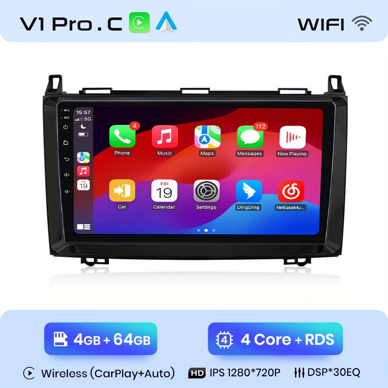 Multimedia Speler – Autoradio – Carplay Radio – Android Auto Radio – 2-DIN Auto Headunit – 9 Inch IPS Scherm – Wifi Draadloos & GPS Navigatie