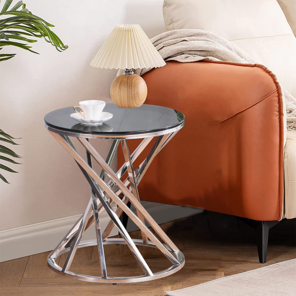 JYMTOM Round Glass Coffee Table with Golden Rustproof Metal Frame - Modern Art Deco Style, Heavy-Duty Tempered Glass Top & Sturdy Base, Easy Assembly Living Room Center Table for Sofa, Durable Metal Frame & Glass Construction