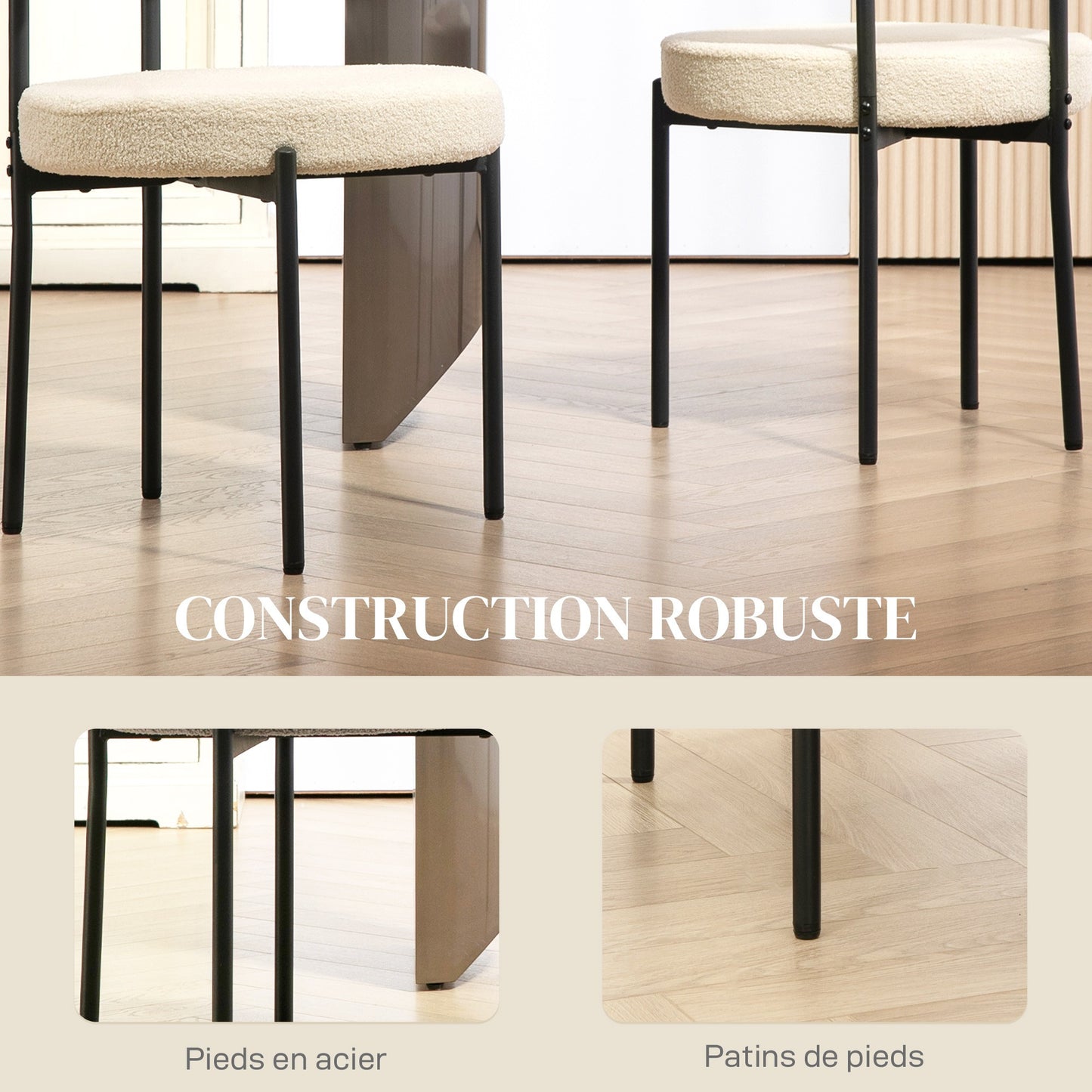 Eetkamerstoel – Stoel – Zitmeubel – Armstoel – Designstoel – Gestoffeerd Beige – Zwart Stalen Frame – Comfortabele Zitting
