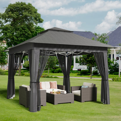 Partytent – Tuinpaviljoen – Paviljoen – Easy-Up Tent – Vouwtent – 3,35x3,35 m – Waterdicht Met Muskietennet – Verstelbare Hoogte – UV-Bescherming – Inclusief Draagtas