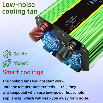 Spanning Inverter – Power Inverter – Omvormer – 12V Naar 230V – Pure Sinusgolf – 3 UK Stopcontacten – 1300W Tot 6000W