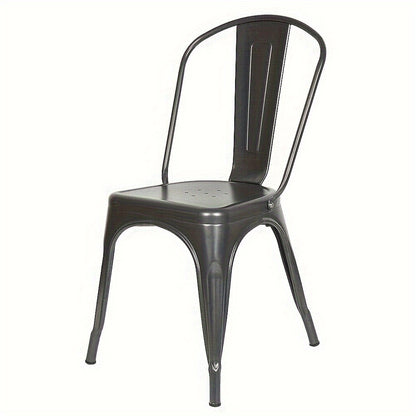 Industriële Bistro Stoelen – Eetkamerstoelen – Metaal Stoelen – Café Stoelen – Keukenstoelen – Set van 4 – Met Rugleuning – Stevig Roestvrij Staal – Zithoogte 44 cm – Vintage Design – Gemakkelijk Schoon Te Maken