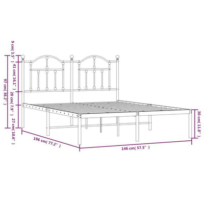 Bedframe – Stalen Bedframe – Metaal Bed – Slaapbank – Bedonderstel – Zwart Hoofdeinde – 140x190 cm – Stevig Metalen Frame