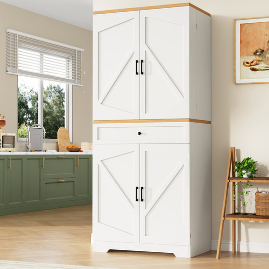 Keukentrolley – Keukenkast – Serveerwagen – Keukenwagen – Opbergkast – Extra Lang Werkblad – Verrijdbaar Met 3 Deuren En Verstelbare Planken – Modern Wit-Zwart Design
