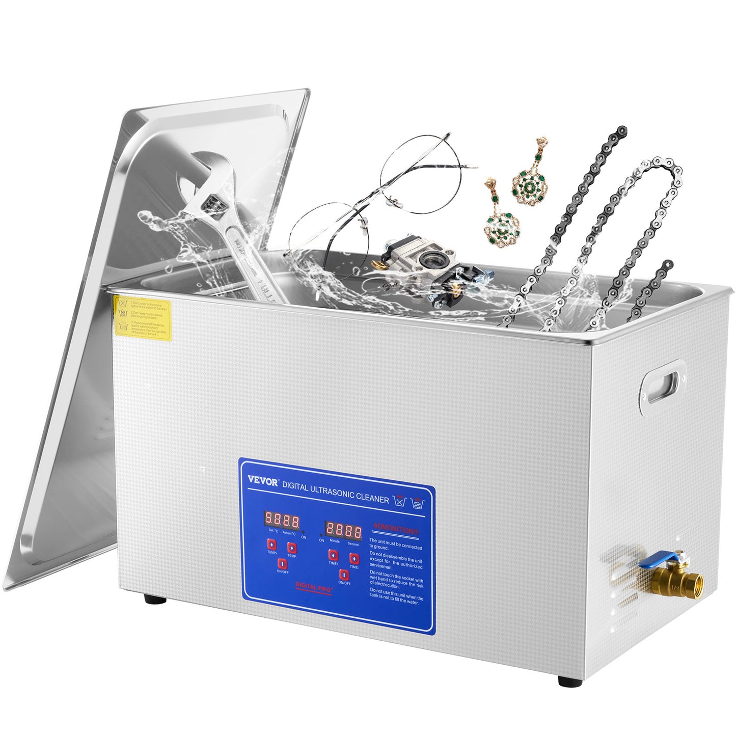 Ultrasone Reiniger TH-100A – Ultrasoon Schoonmaakapparaat – Ultrasoon Sieradenreiniger – Ultrasoon Vaatje – Ultrasoon Wasbak – 30 Liter Inhoud – Roestvrij Staal