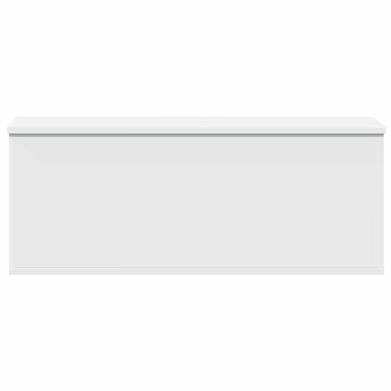 White Modern Minimalist Wooden Storage Box with Open Lid - Large Rectangular Organizer Chest for Bedroom, Living Room, Home Office - Sturdy Wooden Construction, Space-Saving Design, Multi-Purpose Furniture for Clothes, s
