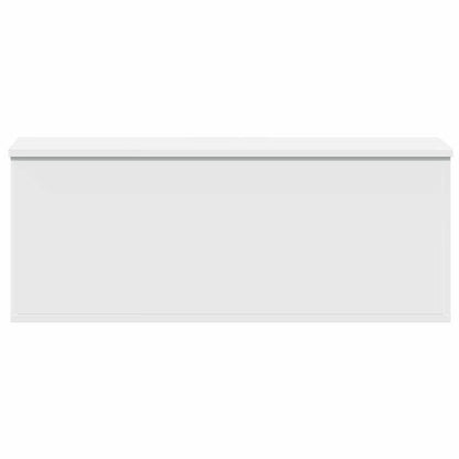 White Modern Minimalist Wooden Storage Box with Open Lid - Large Rectangular Organizer Chest for Bedroom, Living Room, Home Office - Sturdy Wooden Construction, Space-Saving Design, Multi-Purpose Furniture for Clothes, s