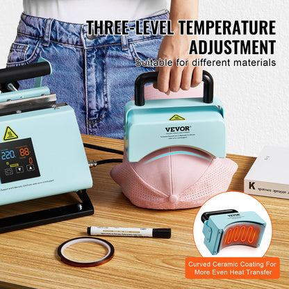 Warmtepers – Mokkenpers – Pettenpers – Sublimatiepers – Drukpers – 2-in-1 Warmtepers voor Mokken en Petten – Keramisch Gecoate Heaters – Temperatuurbereik 40-205°C