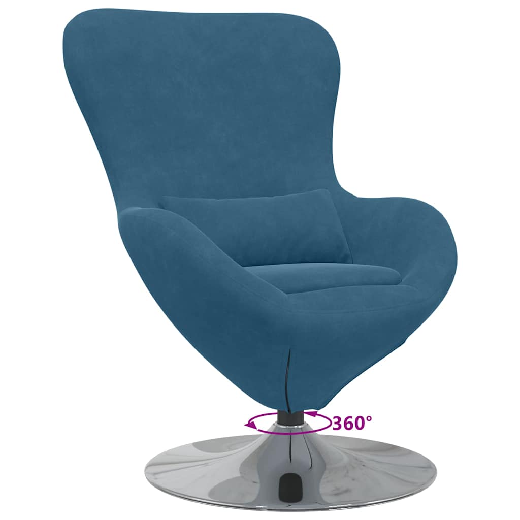 Fauteuil – Draaifauteuil – Relaxstoel – Loungestoel – Zithoekstoel – Blauw Fluweel – 360 Graden Draaibaar – Ergonomisch Comfort