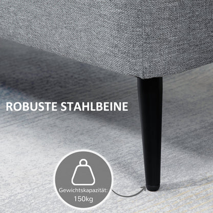 Opbergbank – Zitbank – Opbergbox – Halbank – Opbergkist – Polyester Linnenlook – Stalen Poten – 150 Kg Draagvermogen – 101x38,5x44,5 Cm – Grijs