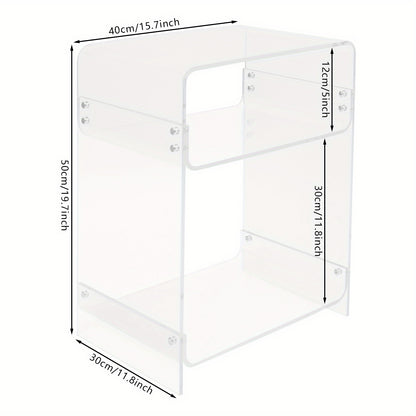 Bijzettafel – Nachtkastje – Salontafel – Sidetable – Banktafel – Transparant Acryl – Stevig A-Frame Design – 30 KG Draagvermogen – Ruimtebesparend Compact