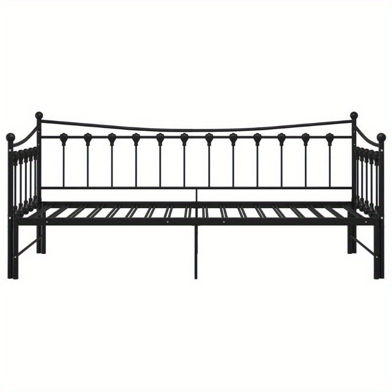 Bedbankframe – Uittrekbare Sofa – Slaapbank Frame – Bedframe Metaal – Logeerbed Frame Zwart – Ruimtebesparend – 90x200 cm