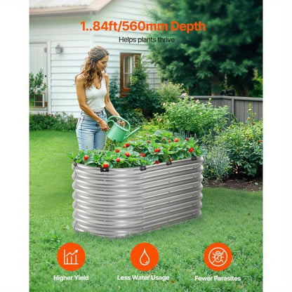 Hoogtebak Tuin – Verhoogd Plantenbed – Moestuinbak – Kruidenbak – Bloembak – Gegalvaniseerd Staal – Roestvrij & Weerbestendig – 121,92x60,96x60,96 cm – Ovaal Design