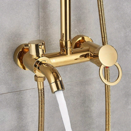 Regendouche – Regendoucheset – Douchekop – Doucheset – Douchekraan – Gouden Afwerking – Messing en RVS – 20 cm Hoofddouche