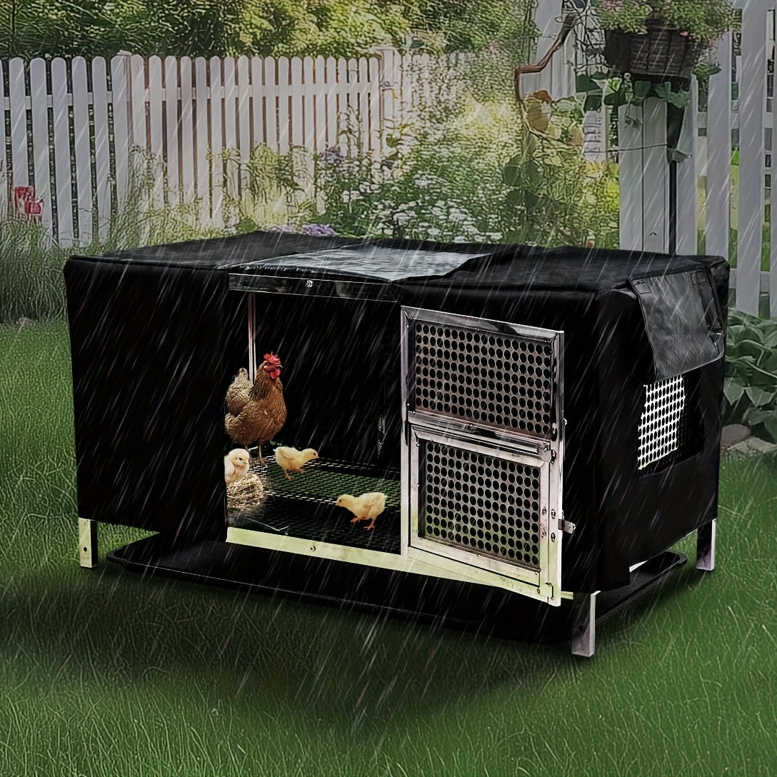 Kippenhok – Kippenren – Dierenren – Buitenhok – Dierenverblijf – Roestvrij Staal – Waterdichte Hoes – 110x70x60 cm