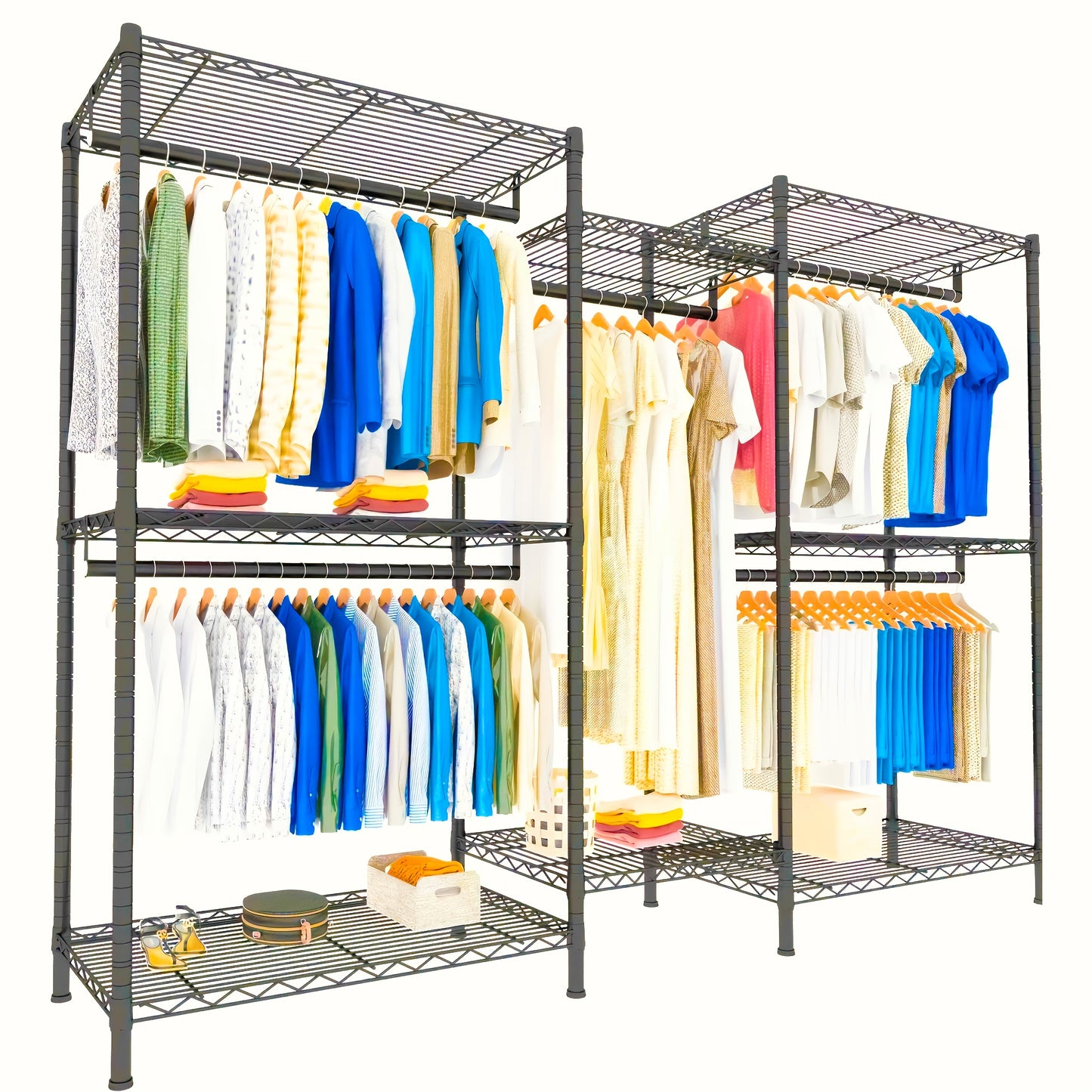 Extra Heavy Duty Kledingrek – Vrijstaand Kledingkast – Kledinghanger – Kledingopberger – Kledingstandaard – 410,5 KG Draagvermogen – Robuust Zwart Roestvrij Stalen Frame