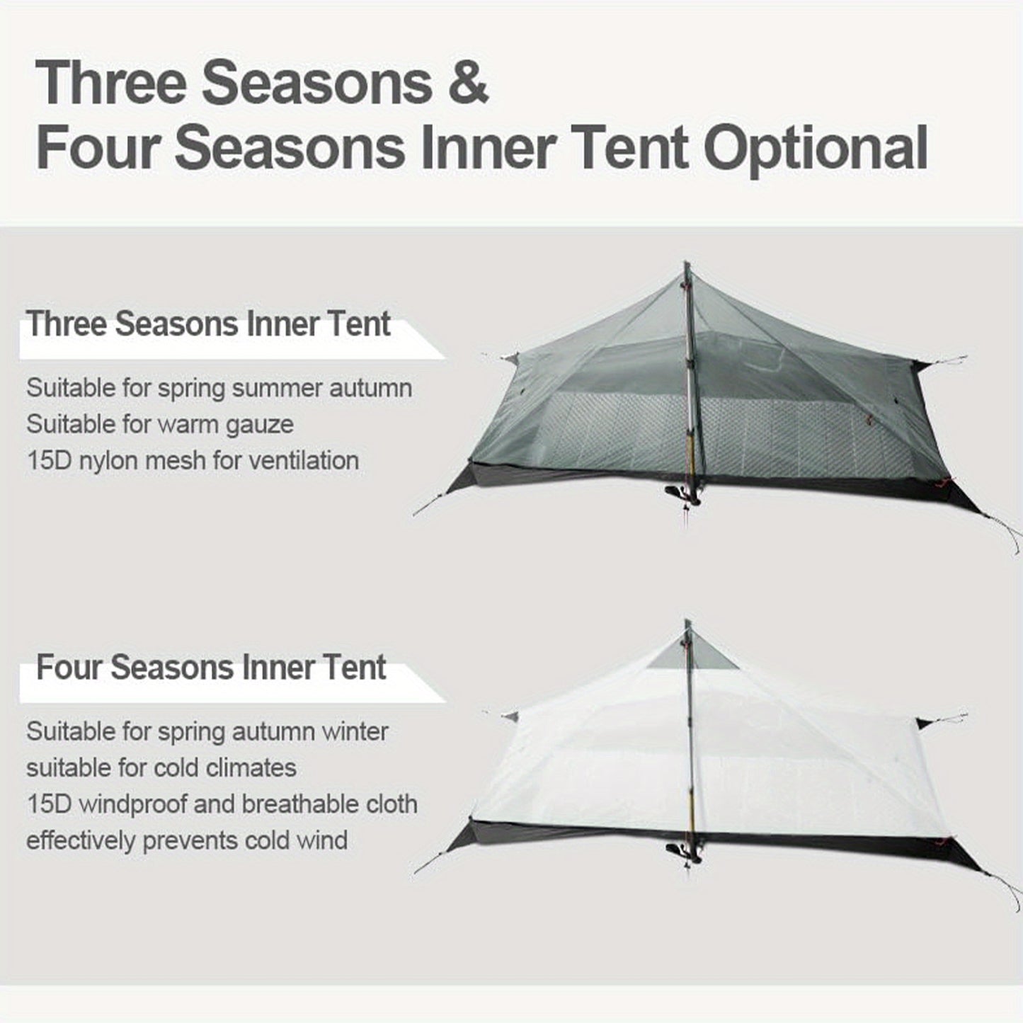 Tent – Kampeertent – Trekkingtent – Lichtgewicht Tent – Eénpersoons Tent – Duurzaam Siliconen Gecoat Nylon – Makkelijke Ritsafsluiting