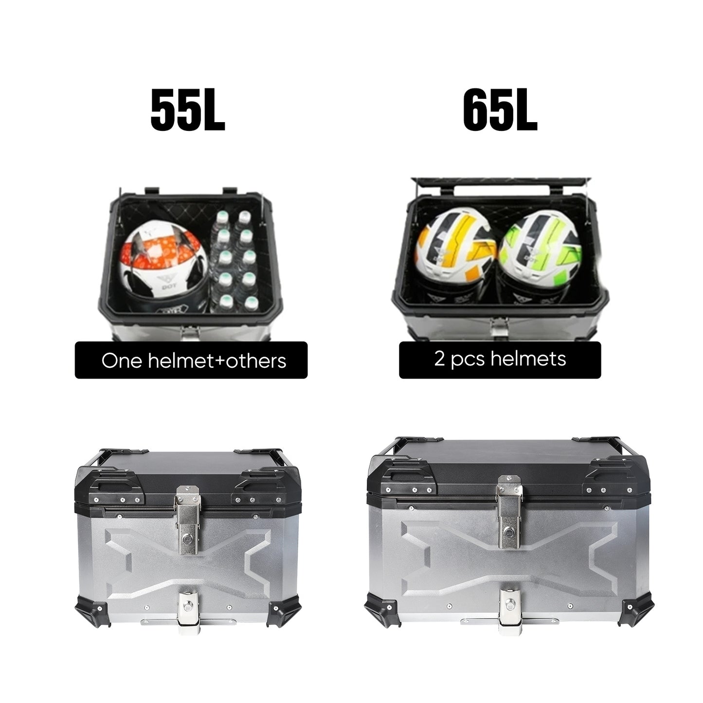 Motor Bagagekoffer – Motor Koffer – Helm Koffer – Motor Topcase – Motor Tas – 65L Grote Capaciteit – Duurzame Aluminiumlegering