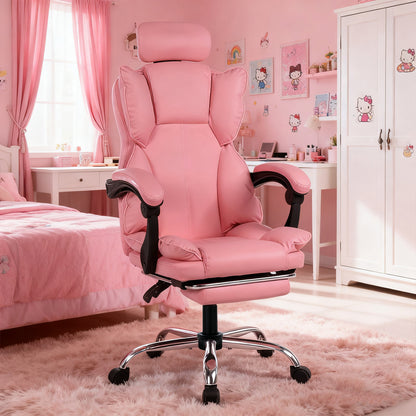 Gamingstoel – Gamestoel – Gaming Chair – Bureaustoel – Game Stoel – Verstelbaar Hoogte – Ergonomisch PU Leer – Zacht Schuimkussen – Vijfwielige Basis – Vloervriendelijke Wieltjes – Geschikt Voor Volwassenen En Tieners
