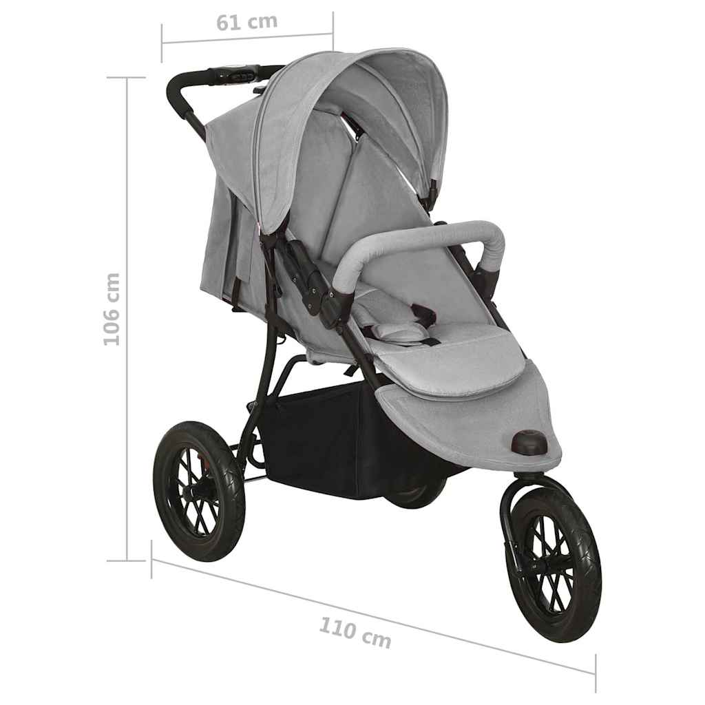 Kinderwagen – Wandelwagen – Buggy – Babywagen – Kinderbuggy – Lichtgrijs – Eénhandig Inklapbaar – Verstelbare Rugleuning