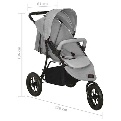 Kinderwagen – Wandelwagen – Buggy – Babywagen – Kinderbuggy – Lichtgrijs – Eénhandig Inklapbaar – Verstelbare Rugleuning