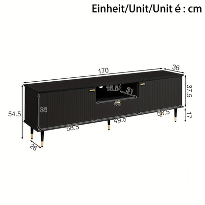 TV Meubel – TV Kast – TV Meubelkast – Entertainmentmeubel – TV Dressoir – Zwart – 170x36x54,5 cm – Soft-Close Lades – Hoogwaardige Materialen