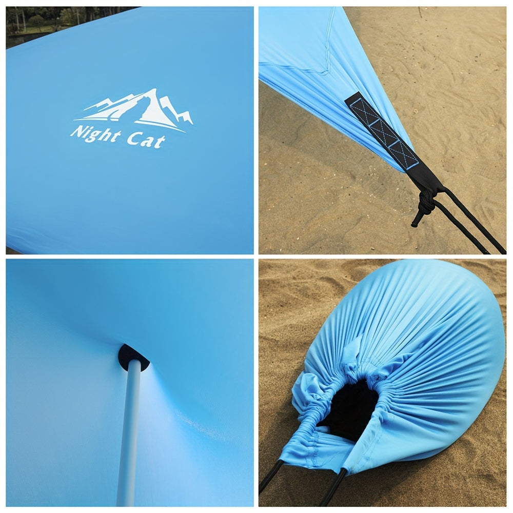 Strandtent – Beach Tent – Zonnescherm – Schaduw Tent – Waterdichte Tent – UPF 50+ UV Bescherming – Aluminium Stokken & Zandzakken – Geschikt Voor 4-8 Personen