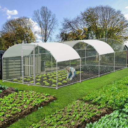 Buitenren Kip – Kippenren – Konijnenhok – Vogelren – Dierren – 300 x 800 x 185 cm – Gegalvaniseerd Staal – Inclusief Zonwering