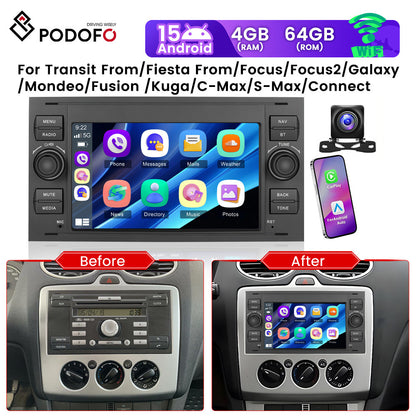 Autoradio – Auto Stereo – Multimedia Speler – Entertainment Systeem – Navigatie Systeem – 7 Inch Glas – Draadloos CarPlay & Android Auto – 4GB+64GB Opslag – Inclusief Achteruitrijcamera