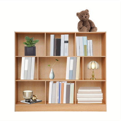 Boekenkast – Boekplank – Open Kast – Stelling – Opbergkast – Modern Eiken – 9 Vakjes – 120 cm Breed – Stevig Houten Ontwerp