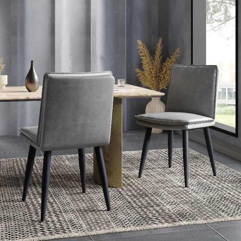 Eetkamer Stoel – Keukenstoel – Cafestoel – Restaurant Stoel – Moderne Zwarte PU Leren Zitting – Dubbel Gevloerde Kussen – Metalen Frame – Comfortabele Zitting