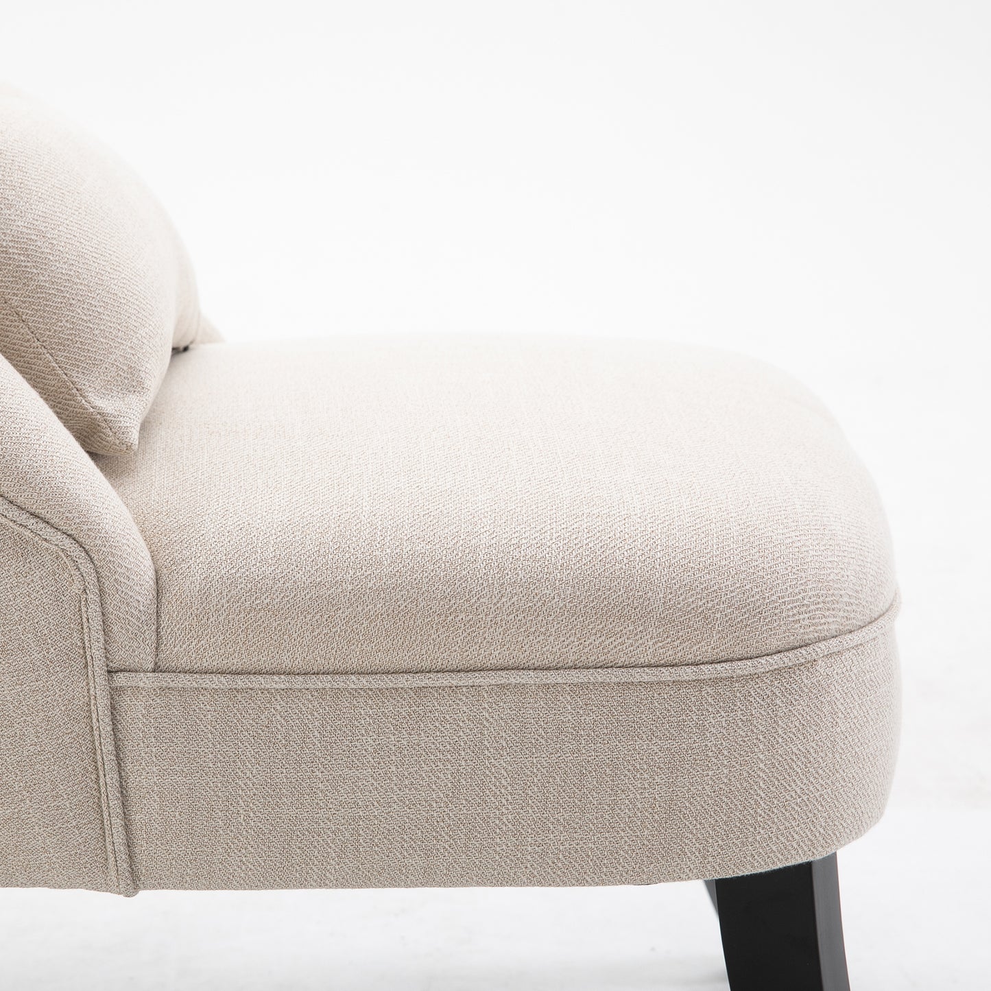 Fauteuil – Relaxstoel – Loungestoel – Zetel – Loungefauteuil – Vintage Design – Massief Rubberhouten Poten – Afneembare Wasbare Hoes – 52,5x69x77 cm – Linnenlook Bekleding – Rugkussen voor Lendensteun
