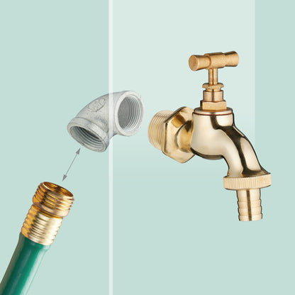 Waterzuil – Tuinkraan – Buitenkraan – Waterfontein – Antieke Tuinkraan – Donkerbruin Met Gouden Kraan – Gietaluminium En Staal – 100 Cm Hoog