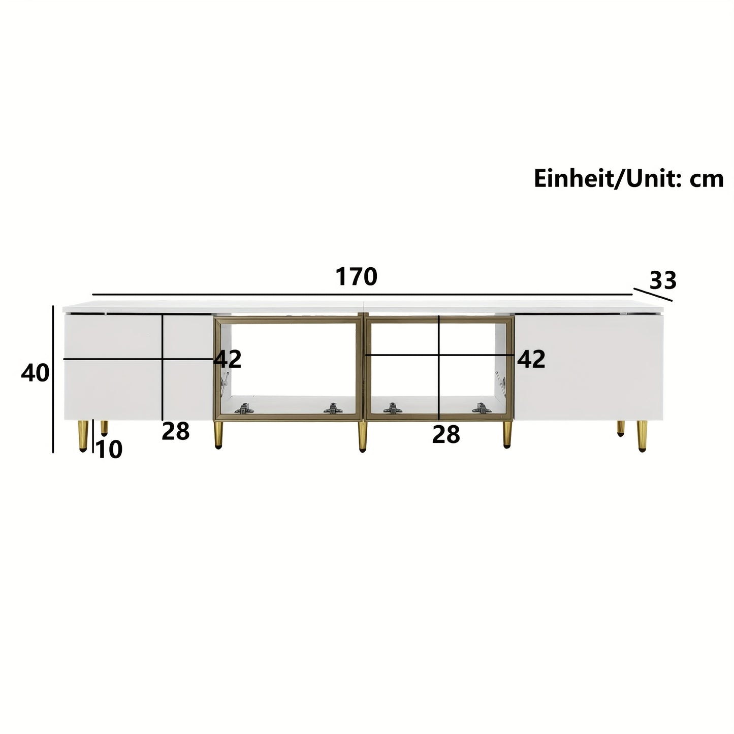 TV-meubel – Tv-kast – Mediameubel – Dressoir – Opbergkast – 170 cm breed – Wit minimalistisch design