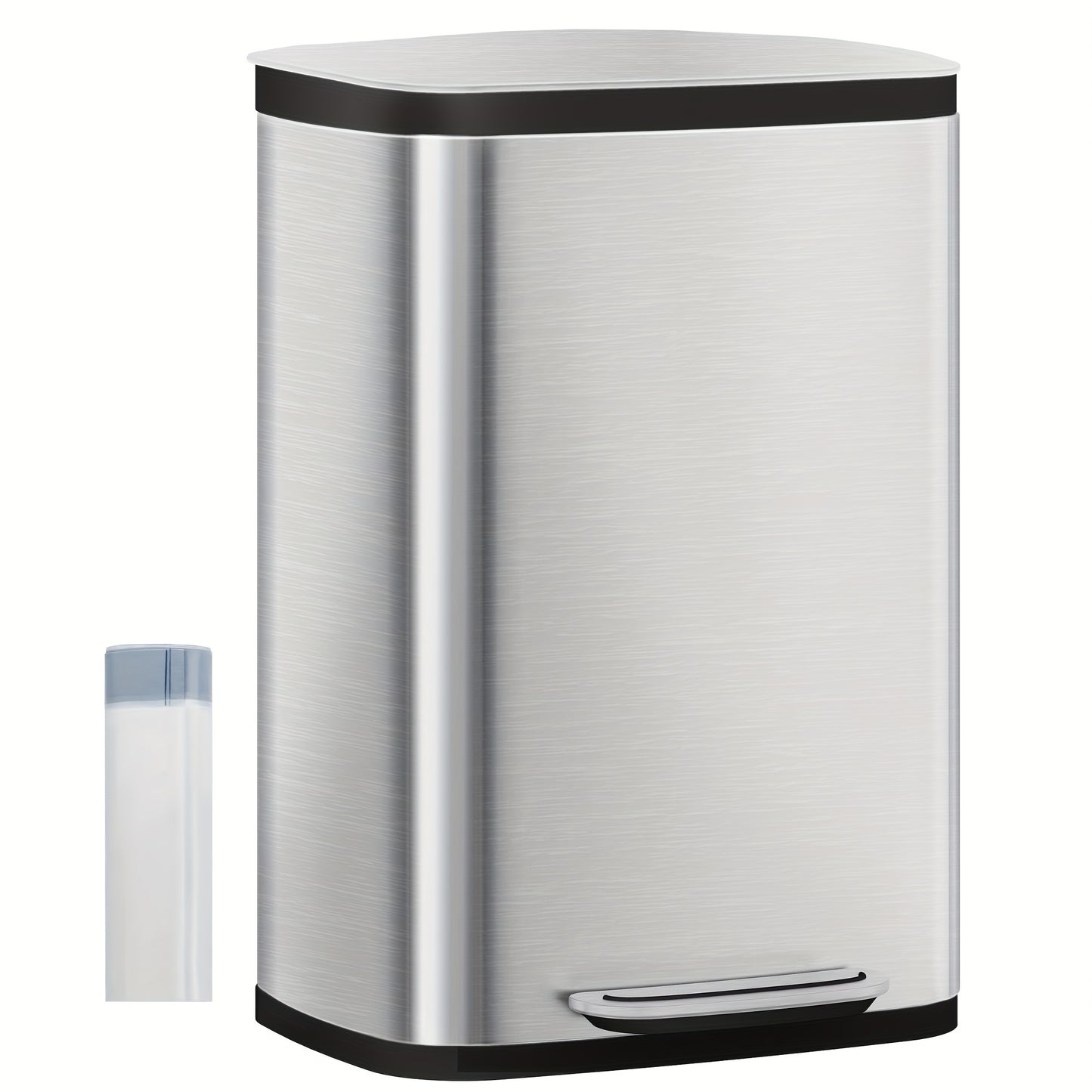 Keukenprullenbak – Afvalbak – Vuilnisbak – Pedaalbak – Afvalcontainer – Silvery – 50 Liter Capaciteit – Soft-Close Deksel Met Binnenemmer