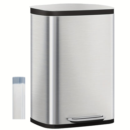 Prullenbak – Afvalbak – Afvalemmer – Pedaalemmer – Vuilnisbak – 50 Liter Inhoud – Softclose Deksel – Met Binnenemmer en 15 Vuilniszakken