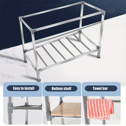Dubbele Spoelbak – RVS Spoelbak – Keukenspoelbak – Garage Spoelbak – Tuinspoelbak – 75x40x83 cm – Roestvrij Staal – Warm- en Koudwaterkranen